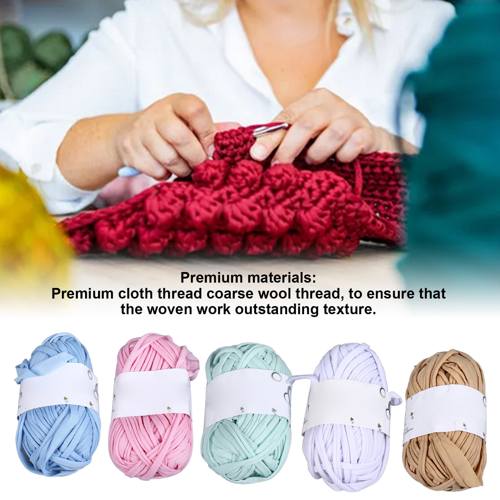 BIMZUC 5Pcs Super Chunky Yarn for Crocheting and Knitting, Thick Bulky Cloth Yarn for Dolls Shoes Bags Crafts