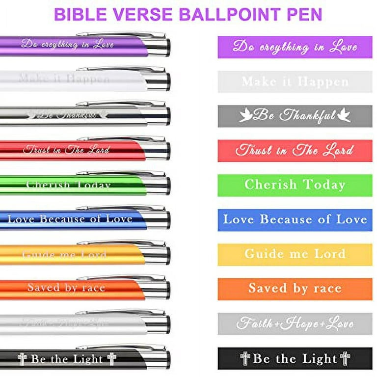 Qeeenar 50 Pcs Bible Verse Ballpoint Pens Christian Pens