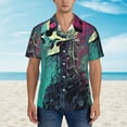 thumbnail image 2 of Sikiie Cartoon Art Skull Print Men's Hawaiian Shirt, Summer Beach Button Pocket Short Sleeve T-Shirt,Small, 2 of 7