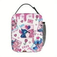 thumbnail image 4 of Stitch & Lilo Lunch Bag - Reusable Insulated Tote with Black Handles, Pink & White Design, Thermal Preservation for Office, Work, Picnic, Camping - Non-Food Contact, Lunch Bag Insulated, 4 of 8