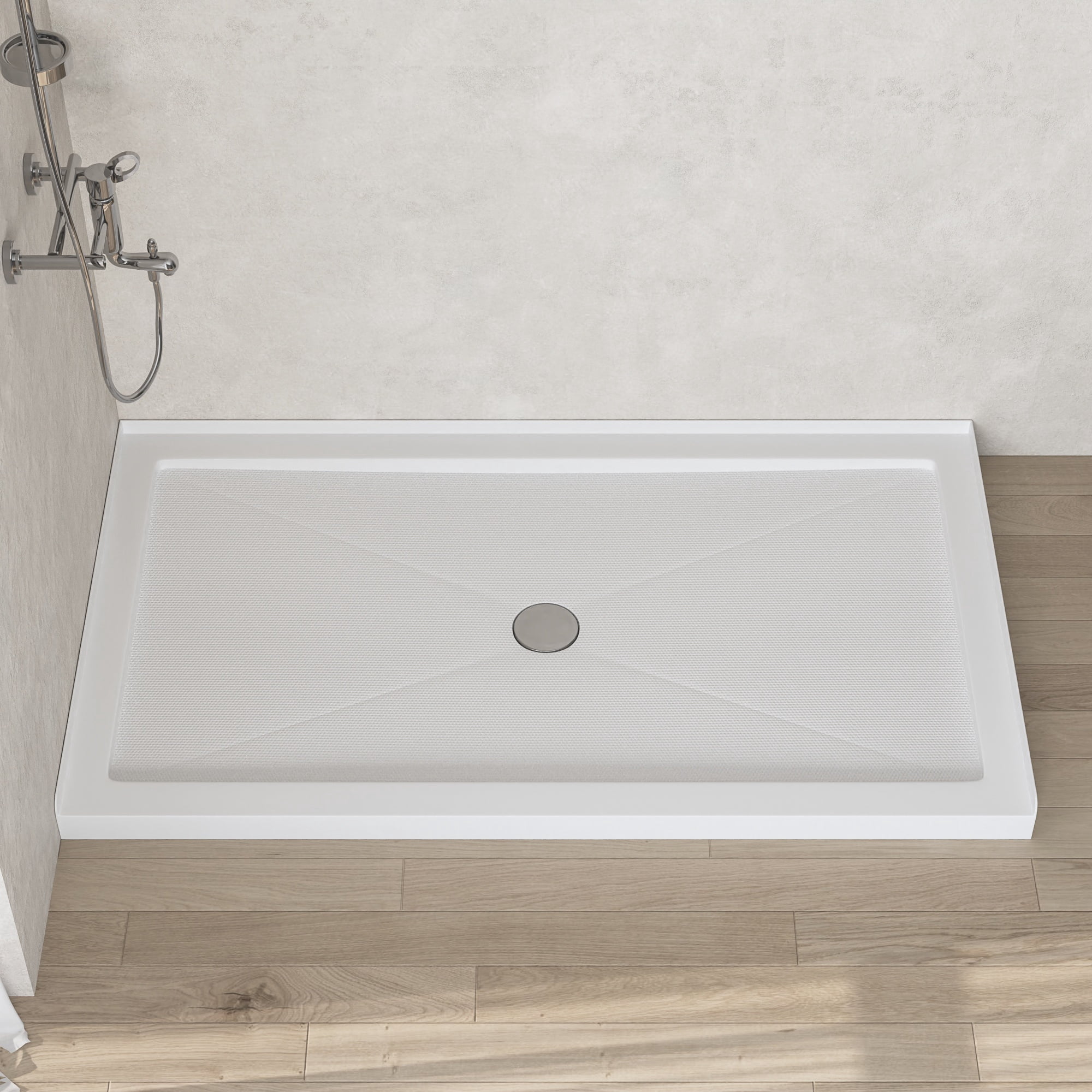 DV-1SB0105 60''W Shower Base in White with Single Threshold Shower Pan, Non-slip Design
