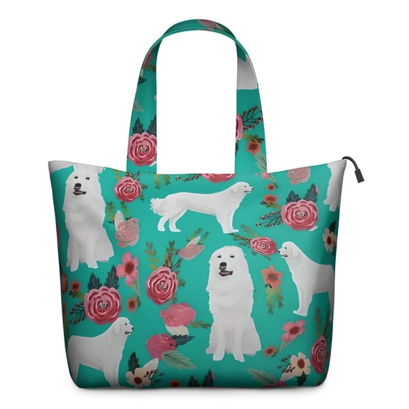 Great Pyrenees Dog and Pioneer Flower Travel Tote Bags for Women Carry On,Large Weekender Bags for Women Travel,Multi Functional Duffle Bag for Work,Shopping,Sports