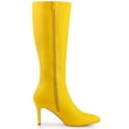 thumbnail image 4 of BLISSFUL STEP Women's Boot Pointed Toe Side Zipper Stiletto Heel Knee High Boots Yellow 9, 4 of 8