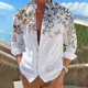 thumbnail image 1 of Camisa de hombre con estampado floral y mariposas en 3D, cuello alto, manga larga, ropa informal, tallas XS a 6XL, envío rápido, 1 of 6