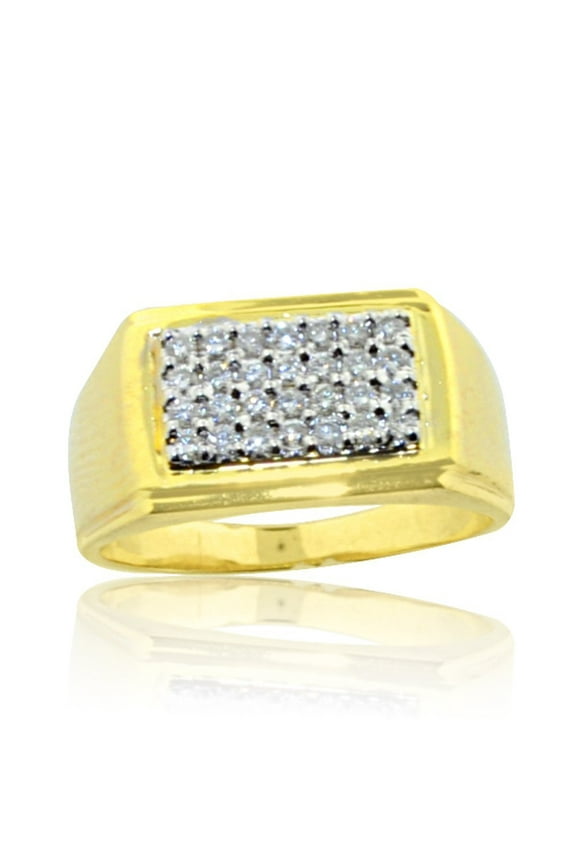 10K Yellow Gold Mens Diamond Ring 3/8cttw Diamonds 11mm Wide Pinky Fashion Ring (i1/i2, I/j)