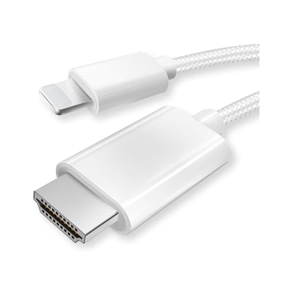 iPhone to HDMI Cable 1080P@60Hz HD Display Sync Screen Connector for iPhone 14 13 12 11 X iPad to TV HDTV Monitor Projector, Plug & Play Digital AV Adapter
