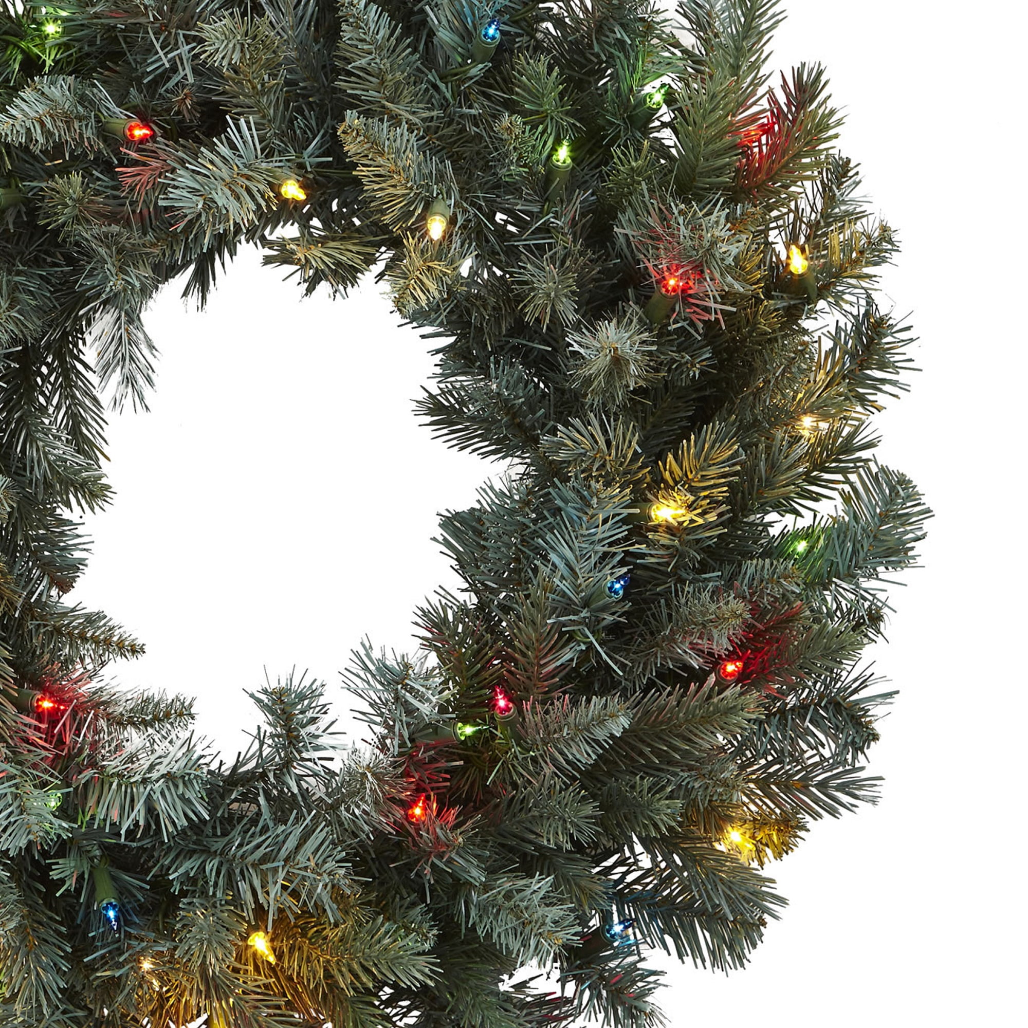Nearly Natural 30" Pine Wreath w/ Colored Lights in Green