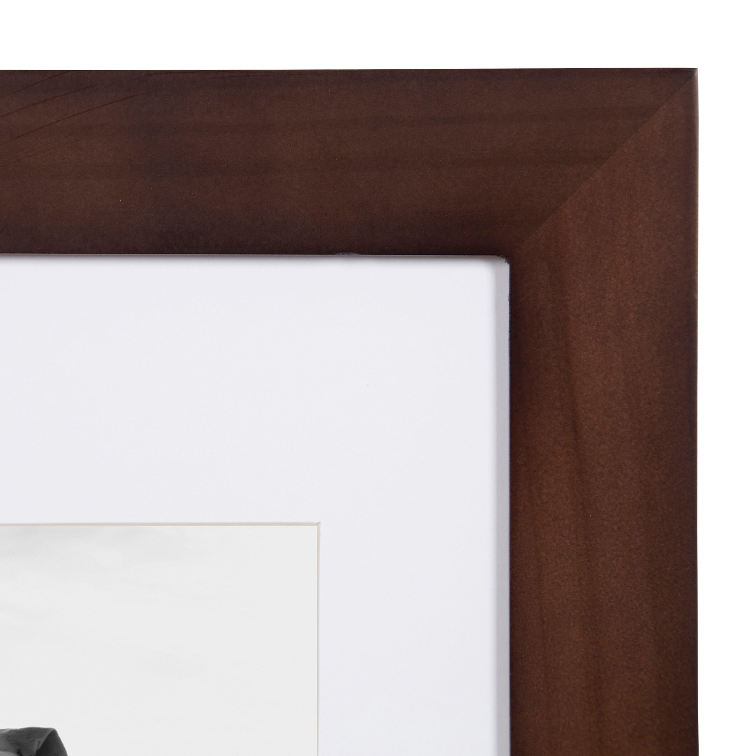 DesignOvation Museum Wooden Traditional Picture Frame Set with Mats for Customizable Wall Display, 11x14 matted to 8x10, Walnut Brown, 4 Pack