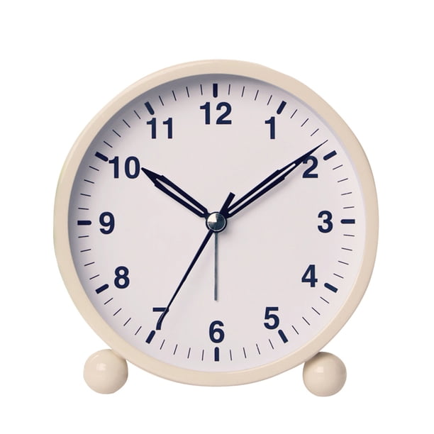 Injueey Estuche Reloj Dormitorio alimentado por batería Reloj ruidoso Decoración de Decoración del hogar Beige