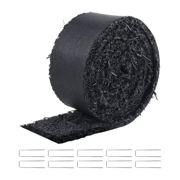 Rubber Mulch Mat for Landscaping, 120x4.5in Recycled Rubber Garden Border, Black Pathway Edging, Weed Barrier, Plant Protection