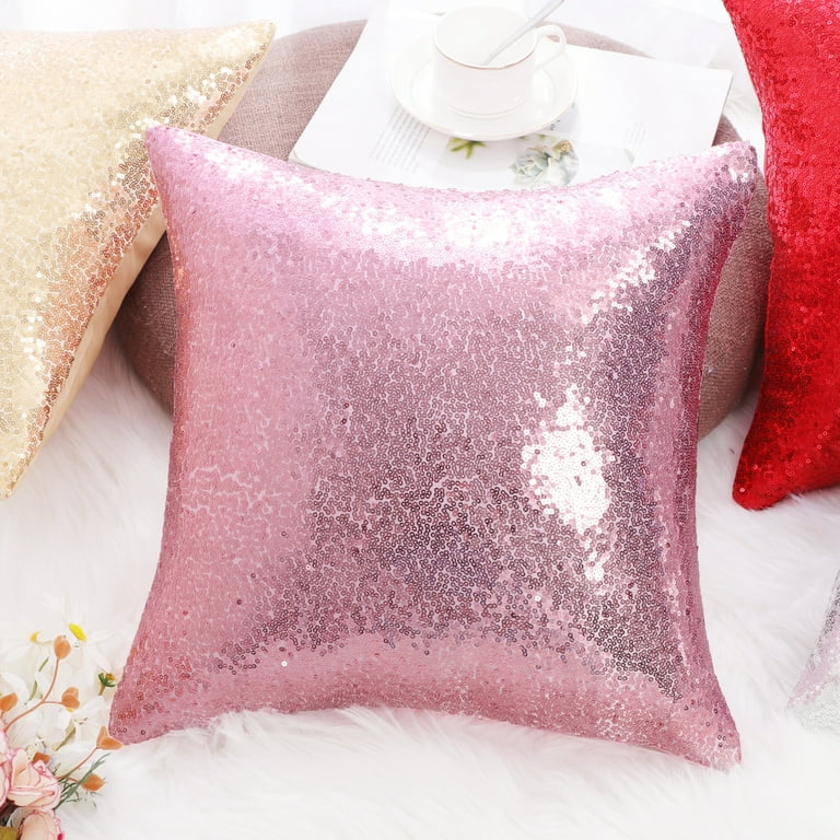 Pink top sequin pillow