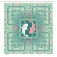 thumbnail image 3 of Ambesonne Japanese Shower Curtain, Dolphin Couple, 69"Wx84"L, Green Pink, 3 of 5