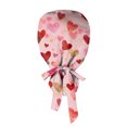 thumbnail image 4 of Fgvctg Valentine’s Day Glowing Heart Scrub Cap One Size Adjustable Tie Back Fit Womens Long Hair Soft Head Cover for Work and Spa Red, 4 of 5
