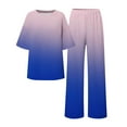 thumbnail image 4 of Ensembles de Pyjama pour Femmes Adaptés Été Col Rond Manches Courtes Ample Imprimé Floral Haut Chemise avec Pantalon Grande Taille 2 Ensemble S, 4 of 5