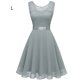 thumbnail image 5 of Qarigey Vestido de mujer Color sólido Encaje Empalme Fiesta Citas Retro Swing Vestidos Mezcla de algodón Moda Ropa casual M Blanco Vestidos L Hellgrün, 5 of 6