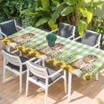 thumbnail image 2 of Groundhog Day Table Cloths for 8 Foot Rectangle Tables, Green Plaid Sunflower Spring Floral Patio Waterproof Elastic Fitted Tablecloths, Washable Rectangular Table Cover for Camping, 2 of 8