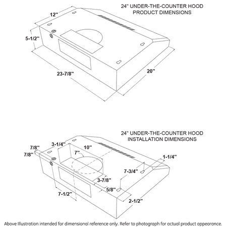 GE - 24" Convertible Range Hood - Stainless steel