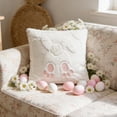 thumbnail image 4 of FAMTKT Easter Pillow Covers 18X18 inch, Quilted Embroidered Bunny Floral Design, Decorative Spring Throw Pillow Cases for Couch Sofa Bedroom Home Decor, 4 of 5
