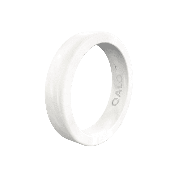 QALO Womens Pearl Smooth Stackable Silicone Ring – Durable Wedding Bands with Flexible Comfortable Fit – Skin-Friendly and Lightweight Design – Size 09