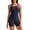 Blue, variant on Anferry Boyleg Swimsuits for Women Scoop Neck One Piece Swimwear Crisscross Back Removable Pads Athletic Bathing Suit