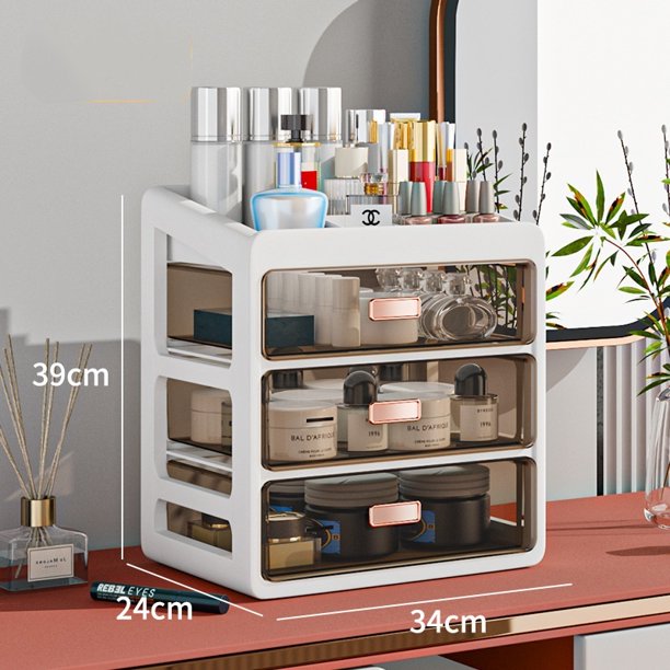 Caja de almacenamiento de cosméticos, tocador, escritorio, cajón transparente, dormitorio, papelería, medicina, ropa, armario de almacenamiento multiusos