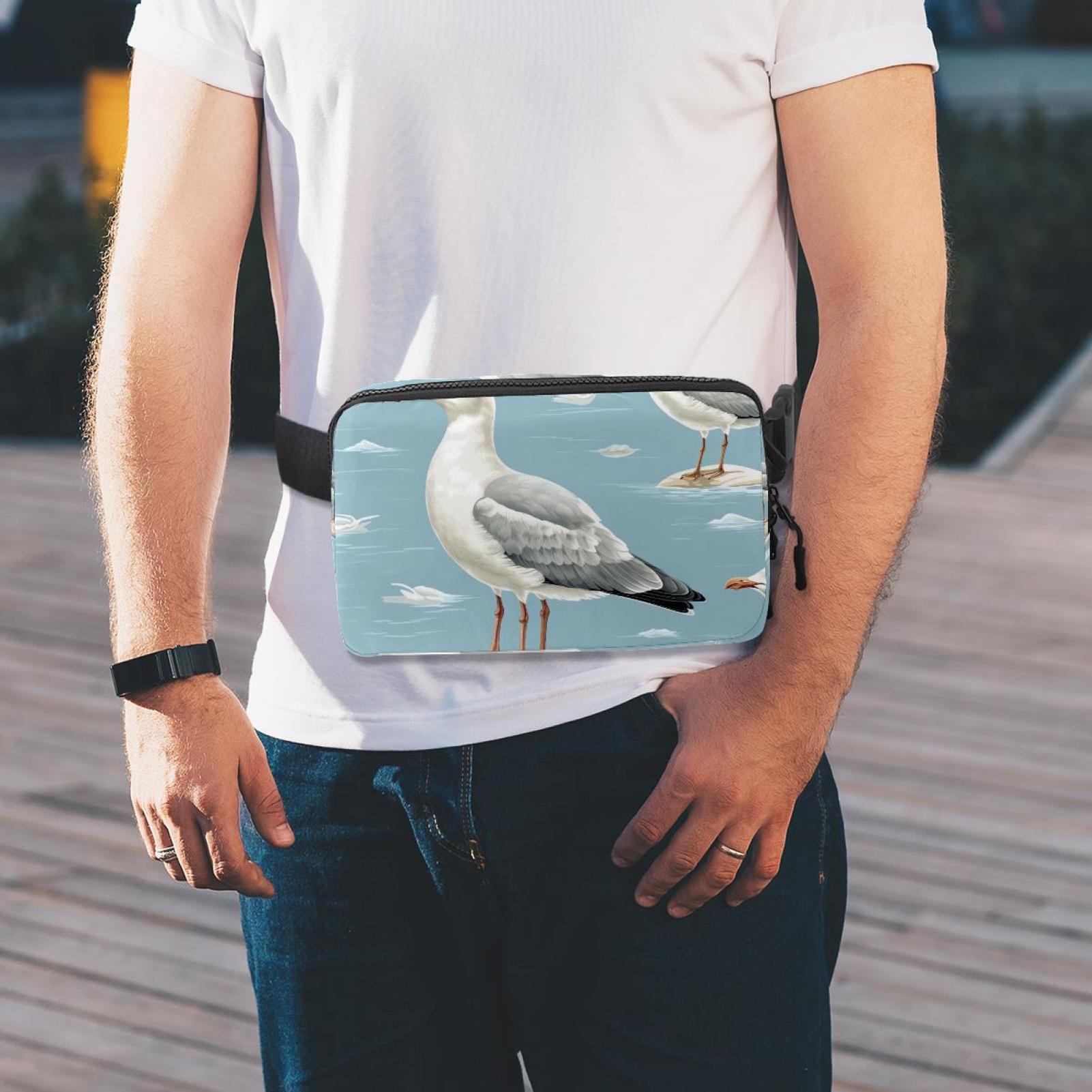 Seagull Adjustable Lightweight Waist Bag Fanny Pack Crossbody Bag with Extension Strap Unisex