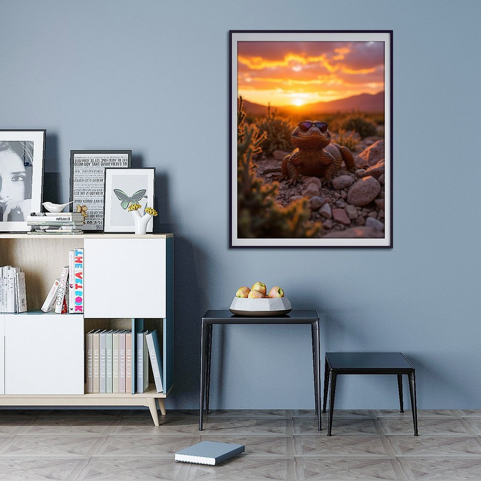 Diamond Art Kit for Adults, Sunset Cool Lizard Rocks Diamond Painting for Adults Beginners, DIY Diamond Art Painting Kits, 5D Diamond Painting Crafts for Home Decor 12x16 Frameless