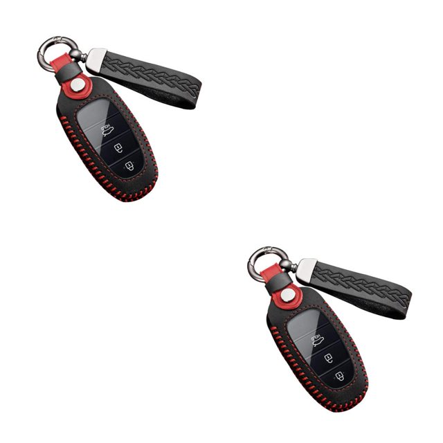 Sidaley Funda de cuero para llave de coche Vintage, llavero, Protector de llaves antiarañazos, accesorio de repuesto para Tucson NX4/Ioniq Negro 2piezas