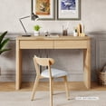 thumbnail image 4 of Wirrytor Natural Wood Small Computer Desk With 2 Storage Drawers, Scandinavian Study Desk For Bedroom Home Office Compact Space Vanity Table, 4 of 10