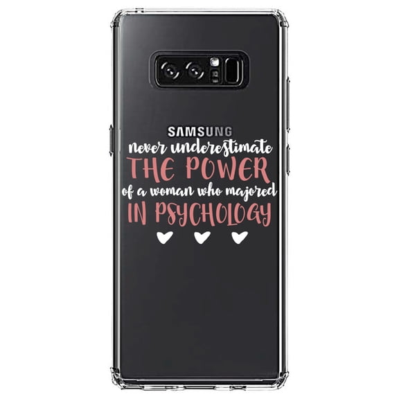 DistinctInk Clear Shockproof Hybrid Case for Samsung Galaxy Note 8 - TPU Bumper Acrylic Back Tempered Glass Screen Protector - Never Underestimate Woman in Psychology