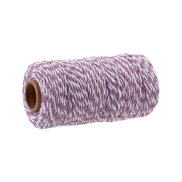 Matsuzay Cuerda de hilo de cinta de algodón ampliamente utilizada y duradera para diversos fines hecha de algodón fácil Artesanía Púrpura claro + blanco