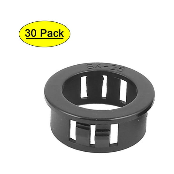 30pcs 25mm Mounted Dia Snap in Cable Bushing Grommet Protector Black