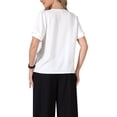 thumbnail image 3 of INSPIRE CHIC Elegant Satin Blouse for Women Dressy Casual V Neck Short Sleeve Business Work Shirt S White, 3 of 6