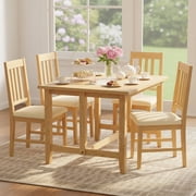 SESSLIFE Extendable Dining Table for Small Space, Farmhouse Solid Wood Kitchen Table, Drop Leaf Folding Design, Rectangular Dining Table for 4, Brown