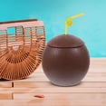 thumbnail image 3 of KAKOWELY Vaso de plástico con forma de coco para bebidas, ideal para fiestas luau o fiestas hawaianas en la playa., 3 of 5