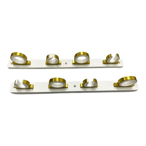 Marine City 4-Rod Reel White Poly Board Aluminum Bright Gold Powder Coating Fishing Rod Storage Hanger Rack for Boat,Van,Car
