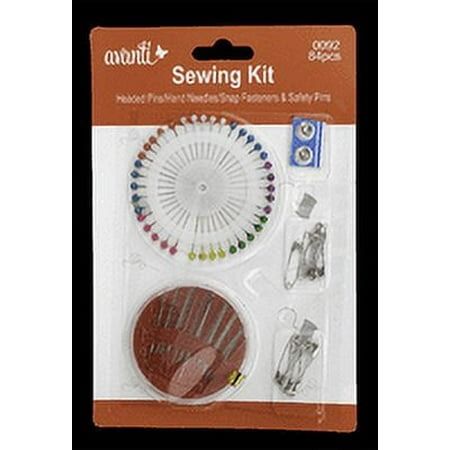 Sewing Kit with Head Pins, Needles, Snap Fasteners & Safety Pins, Color: Clear, Brand: Avanti.