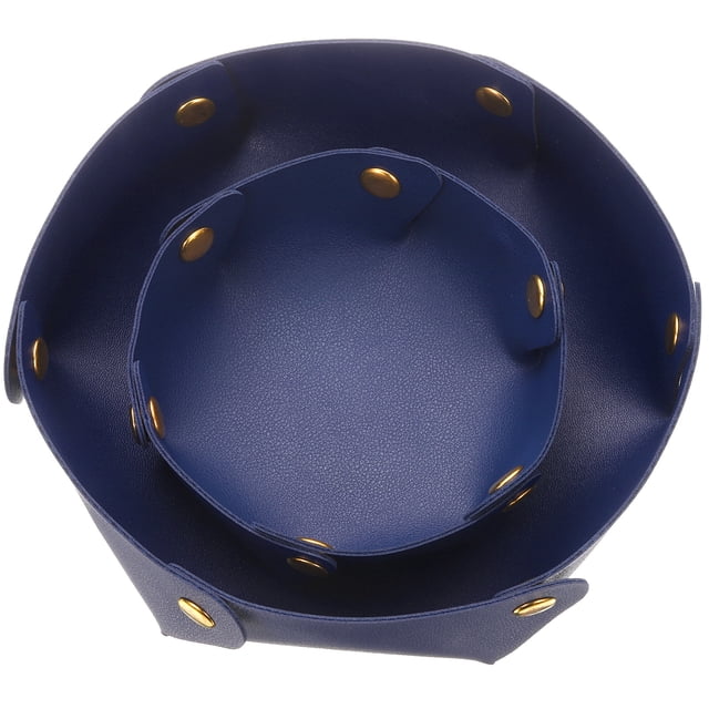 2 Pcs Bandeja de Valet para Mujeres y Hombres, Bandeja de Joyería de Cuero PU Organizador de Almacenamiento Catchall (2 Tamaños, Azul Oscuro)