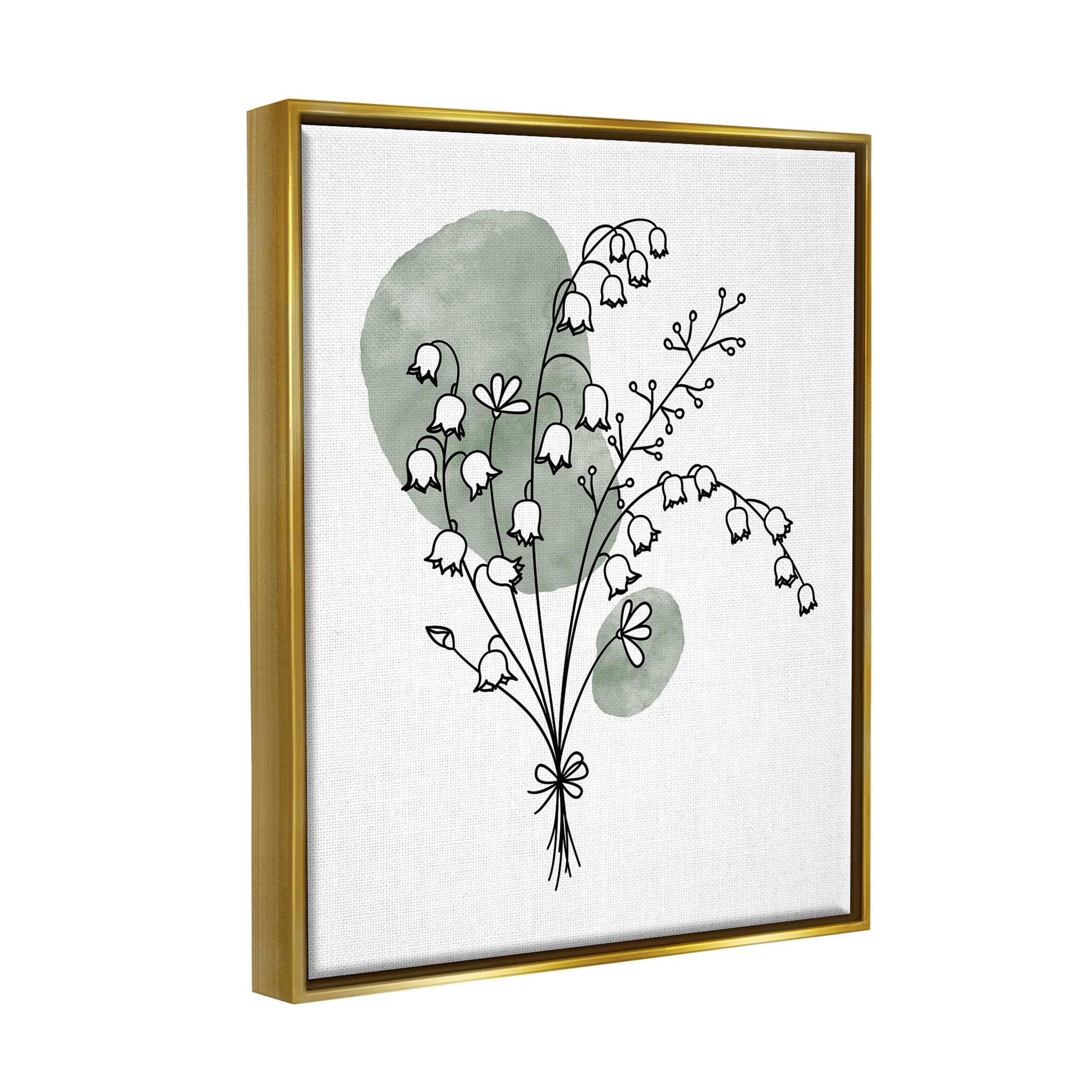 Stupell Industries Lily of the Valley Bundle Graphic Art Metallic Gold Floating Framed Canvas Print Wall Art, Design by JJ Design House LLC