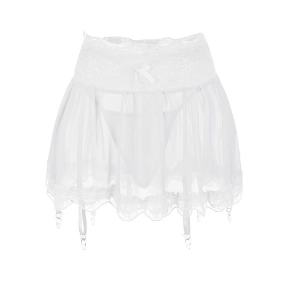 Women's Lace Lingerie Women Fashion Sexy Lingerie Skirt With Garter Belt Mesh Mini, Women's Intimates M