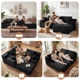 thumbnail image 3 of 96" L-Shape Modular Cloud Couch, 3-Seater Deep Seat Corduroy Sectional Sofa, Black, 3 of 8