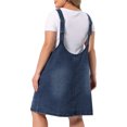 thumbnail image 4 of DARING DIVA Women's Plus Denim Overall Sleeveless V Neck Denim Jumper Dress 4X Black Blue, 4 of 5
