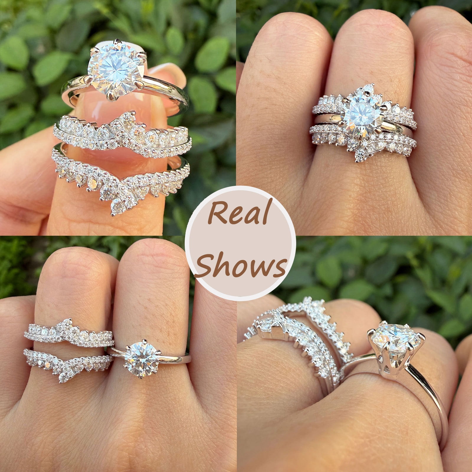 Newshe Jewellery Moissanite Wedding Rings for Women VVS1 D Color Engagement Rings Enhancer Band Sterling Silver Size 7