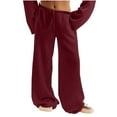 thumbnail image 3 of QATAINLAV Women's Baggy Wide Leg Palazzo Pants with Pockets Summer Lightweight Linen Beach Pants Casual Drawstring Elastic Waist Lounge Trousers Wine L Todays Daily Sales, 3 of 9