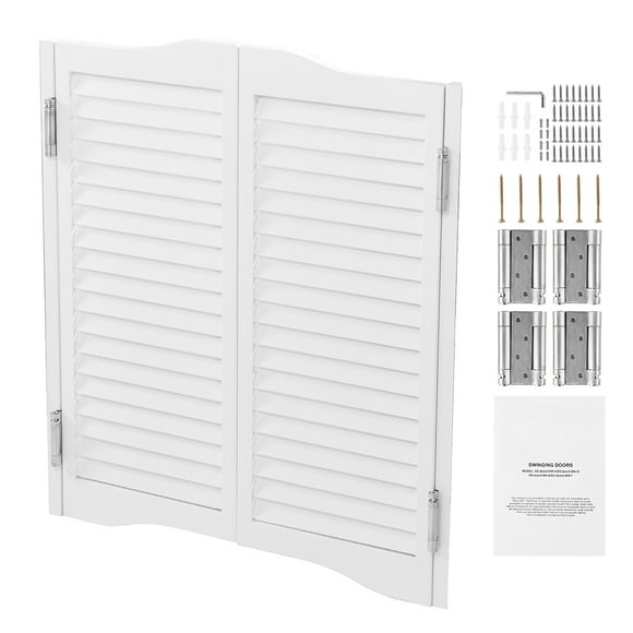 KFFKFF Double Saloon Doors, 36"W x 36" H Arched Top Interior Swinging Cafe Doors, Premium Pine Wood, with Hinges & Hardware Kit, Easy to Install, White