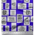 thumbnail image 1 of Soimoi Blue Viscose Chiffon Fabric Coffee Please Text Printed Fabric 1 Yard 42 Inch Wide, 1 of 1