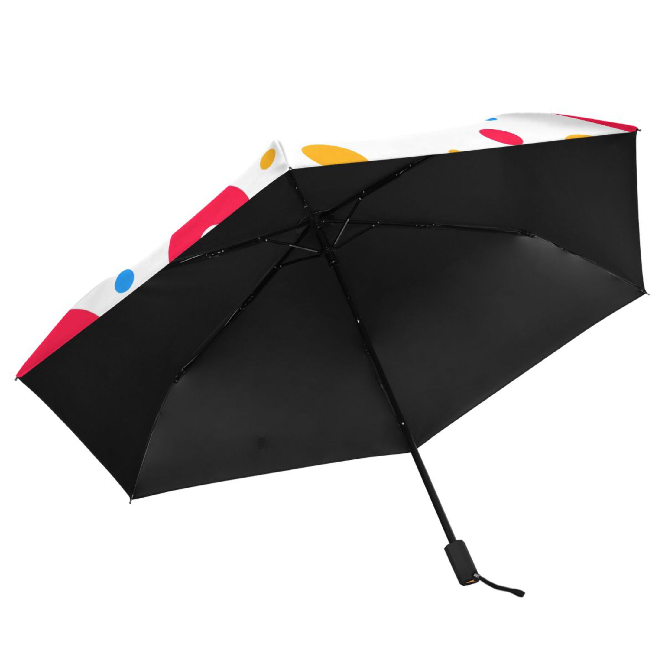 ALAZA Circle Polka Dots UPF 50+ Compact Folding Umbrella for Rain Travel Umbrella Packable