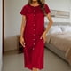 thumbnail image 1 of TaTaai Women's Casual Solid Color Satin Loose Dress Round Neck Gathered Button Raglan Sleeve Soft Comfortable Home Wear Dress for Spring Summer Daily Loungewear Gift, 1 of 8