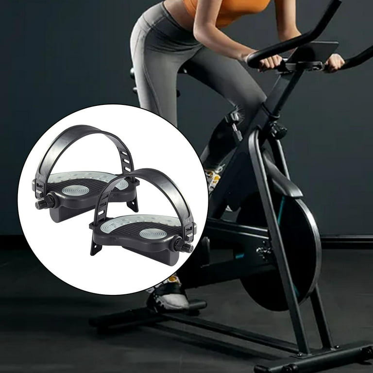 Exercise Stationary-Bike-Pedals With Straps - 1 Pair Fitness Bike