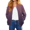 thumbnail image 2 of Women's Gradient Color Casual Windbreaker with Zippered Sleeve Pockets, Lightweight Soft Fabric Jacket for Daily Wear, Comfortable Outdoor Zipper Coat with Fashionable Ombre Design Purple M, 2 of 7